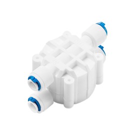 PAROAD Automatic Shut-Off Four-Way Valve with Quick Connectors, 4-Way Automatic Shut-Off Valve for 1/4 Inch OD Hose, Reverse Osmosis, Drinking Water Filter System