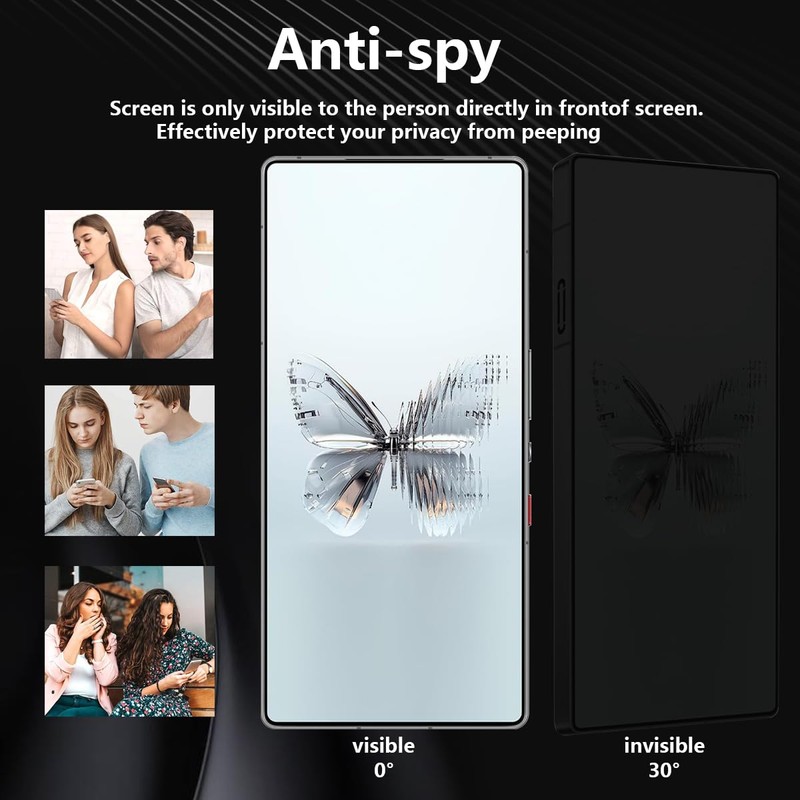 Cmiuubrer 2 Pack Privacy Tempered Glass for Nubia Red Magic