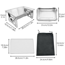 TINMIX Mini Portable Charcoal Grill Stainless Steel Small Folding Grill One Person Table Grill for Garden Bars Camping Outdoor