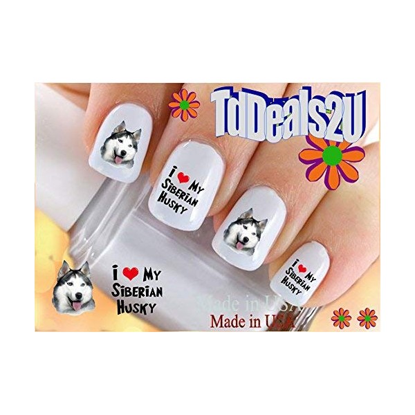 Dog Breed - Siberian Husky #1 I Love Nail Decals - WaterSlide Nail Art Decals - Highest Quality! Made in USA