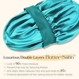 YANIBEST Silk Bonnet for Men, Satin Hair Bonnet for Sleeping, Double Layer Sleep Cap for Black Men & Women Curly Hair Braids, Blue