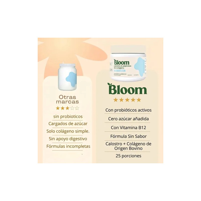 Bloom Calostro Y Péptidos De Colágeno Sin Sabor 25 Porciones