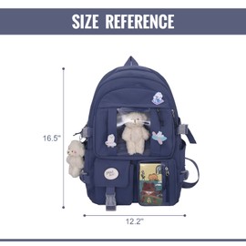 7VSTOHS Kawaii School Backpack for Girls Cute Aesthetic Backpack School Bookbag with Pin and Accessories