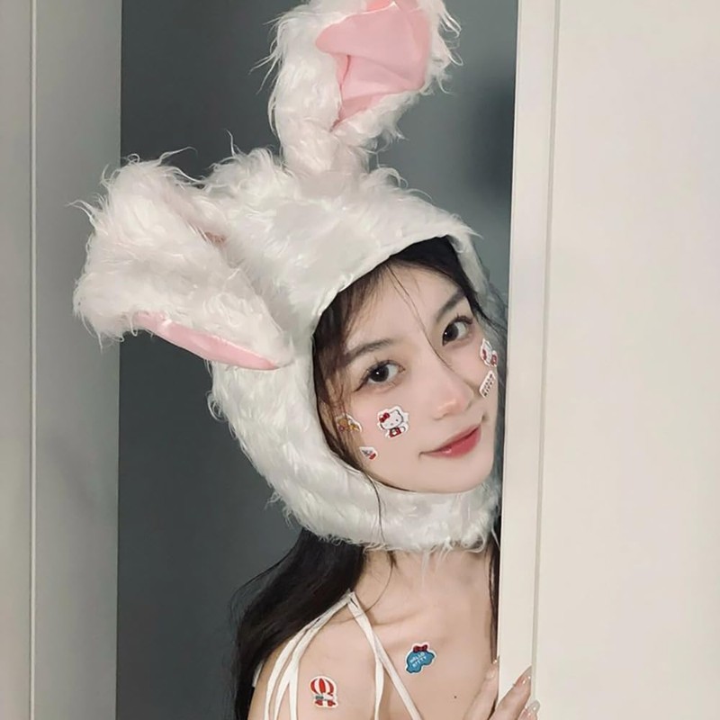GOODCHI Rabbit Headwear Animal Hat Long Hair Cap Halloween Cosplay