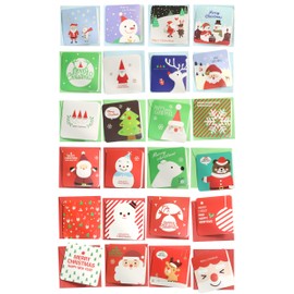 24 Pack Mini Christmas Greeting Cards & Envelopes, Cute Stweety Small Size 3"x 3" Merry Christmas Greeting Cards Festival Color Pattren 2 (Pack of 24)