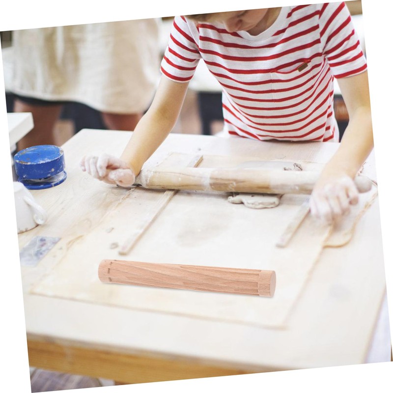 jojofuny Textured Wooden Clay Roller Multi Functional Pottery Printing Stick