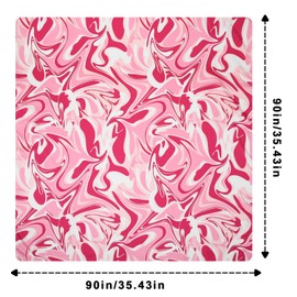 AWAYTR 35” Silk Scarf for Women Large Head Scarf Square Hair Scarf Satin Hair Bandana Printed Silk Sleeping Head Wrap (Fluid pattern(Pink))