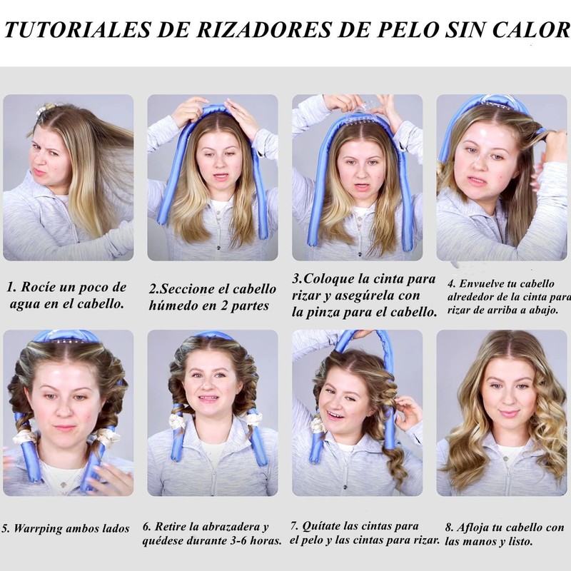 Rizador Pelo Sin Calor, Rulos Flexibles para Rizar Pelo Ondas,