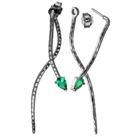 Handmade Grün Ohrringe aus Schwarz 925 Sterling Silber Schlangen-Ohrjacke Boho-Ohrringe minimalistische hypoallergen Statement-Ohrstecker für Frauen ungewöhnliches Geschenk für Sie