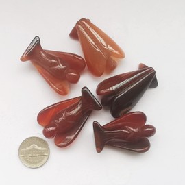 Manekieko Natural Carnelian Healing Crystal Prayer Guardian Angel Statue,38mm Carving Pocket Palm Stone Figurines Decoration