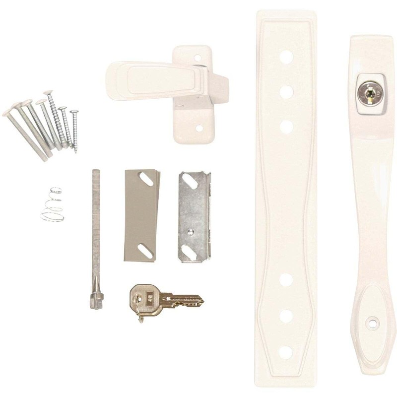 Larson Certified Storm Door White Push-Button Heavy-Duty Latch with Key