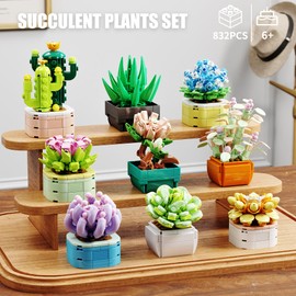 TGL TYCOLE TGL TYCOLE 9 in 1 Tiny Flowers Succulents Artificial Plant Set-Creative Botanical Building Block Toy, Botanical Collection for Office&Home Decor,Birthday Gift for Adults and Kids 8-12(832 PCS)