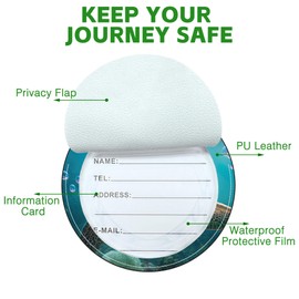 iapodiad Round Luggage Tag for Suitcases,Hawaiian Sea Turtle 2 Pack Leather Travel Luggage Tags with ID Label Privacy Flap and Steel Loop for Women and Men Suitcases Travel Bags Luggage Bags