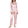 Vlazom Pyjamas for Women, Soft Satin Long Sleeve Pjs Set