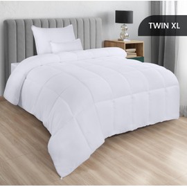 Utopia Bedding Comforters Twin XL Size, All Season Duvet Insert, Down Alternative Box Stitched Bed Comforter with Corner Tabs, Machine Washable (White)