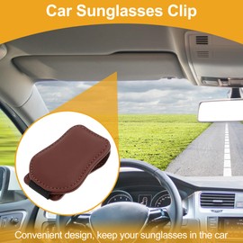 X AUTOHAUX Car Sunglasses Clip with Magnetic Universal Sun Visor Sunglasses Holder for Car Nappa Leather Red 7.5x5cm 1 Pcs