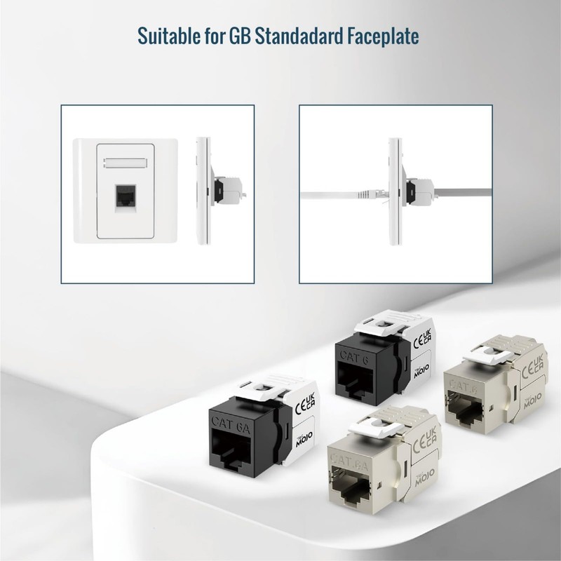 Tecmojo CAT6 Shielded keystone jack Gigabit, 12 Pack