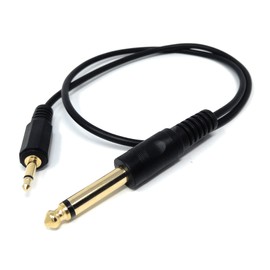 DRUT 50cm short 3.5mm MONO Jack to 6.35mm MONO Jack Plug Audio TS Coax Cable Lead, Male to Male Gold Flashed Ends 1.6ft
