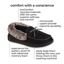 isotoner Women's Recycled Microsuede Rae Moccasin Slip on Slipper, Black, 7.5-8