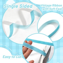 Vintage Ribbon - Blue Velvet for Christmas Tree & Gift Wrapping - 3/8 Inch x 30 Yards - Ideal for Bows, Garlands, Hair or Fabric Craft