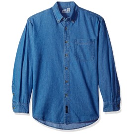 Joe's USA 6.5-Ounce Long Sleeve Denim Shirts-L-Faded Blue