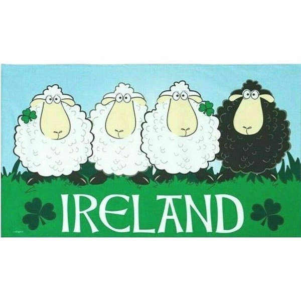 Ireland Tea Towel Irish Black Sheep White Novelty Cartoon Souvenir