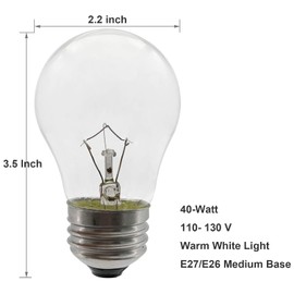 SalPhines Oven Light Bulb 40 Watt Appliance Light Bulb, High Temperature 300 Degree Resistant Appliance Bulb for Oven, Stove, Refrigerator, Microwave E26 Medium Base, A15 2-Pack