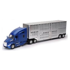 New Ray Kenworth T680 Livestock Truck, 1:32 Scale, Chrome Blue Diecast Model Car 12533