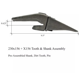 Quality Aftermarket 3 Mini-Excavator Shank, Tooth & Pin Assemblies, 5/8" Lip - 230X156, X156S, P156