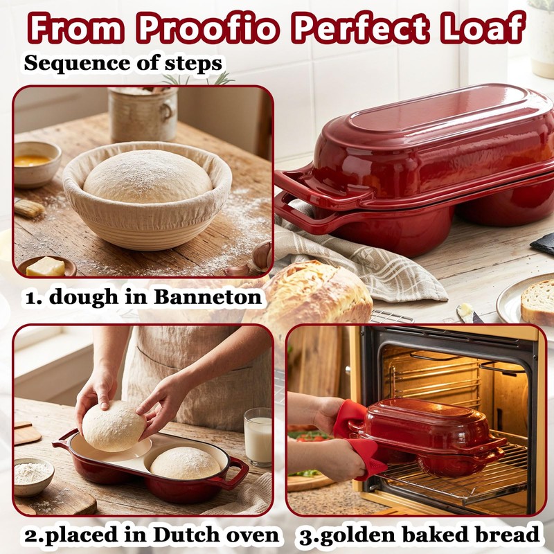Cast Iron Bread Pan with Lid, Double Dutch Oven for