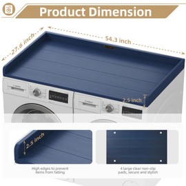No-installation HDPE Washer Dryer Countertop, Washer and Dryer Topper Covers for The Top, Laundry Countertop Laundry Room Organization No Water Leakage Navy Blue