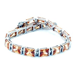 M&M Jewellery Silver Rhodium Plated Cubic Zirconia Bracelet Brown