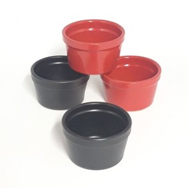 Auflaufform für Soufflée, Durchmesser 9,5 cm, Farbe Rot und Schwarz, 4 Stück