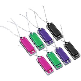 JOINPAYA Pack of 8 Harmonica for Primary School Students Mini Musical Instrument Harmonica Necklace Musical Necklace Toy Mini Harmonica with Necklace Children's Necklace