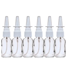 ADVANCED ASCENT Clear Glass 1 oz with Nasal Sprayer - EMPTY, Refillable, Travel Size, Quality Glass! (6 Pack)