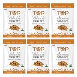 Top Seedz Pumpkin Spice Roasted Seeds | 6-Pack | 6 ounces | Organic, Gluten-Free, Vegan | Made of Shelled Sunflower & Pumpkin Seeds, Maple Syrup, Pumpkin Spice, Extra Virgin Olive Oil