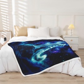 Feelyou Wolf Sherpa Blanket 40"x50" Mountain Moon Wolf Fleece Throw Blanket for Bed Sofa Couch Wolves Howling Plush Blanket Animal Wolves Fuzzy Blanket