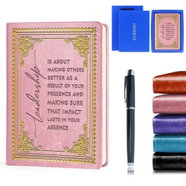 Pink A5 Leadership Gift Faux Leather Vintage Notebook Boss Appreciation Gift,Hardcover Executive Notebook for Women Men,200 Pages 100 Gsm Thick Ruled Paper With Pen,Thank You Gifts Retirement Gift for Leader Boss Mentor Supervisor (leadership Pink)