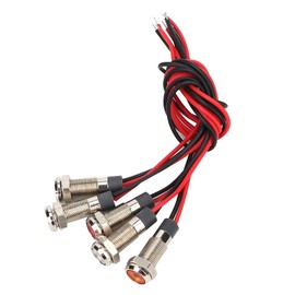 5Pcs/Set IP66 6mm LED Indicator Light Waterproof Metal Indicator LED Power Indicator Warning Light with Wire Red Green Yellow Blue White(DC 12-24V)