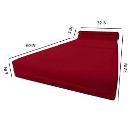 Amfuton Red Sleeper Chair Folding Foam Beds, Portable Guest Bed Studio 6 x 32 x 70