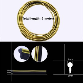 Car Interior Moulding Trim, CTRICALVER 5M Car Interior Trim Strip, Car Gap Decoration Strip DIY Flexible Strip Garnish Accessory (Electroplating Gold), With Yellow Scraper