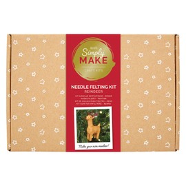 Simply Make Needle Felting Kit - Reindeer Design for Kids and Adults, Including Wool, Needles, and All Tools, Perfect for Adult Crafts and Beginners - Needle Felting Art & Craft Kit