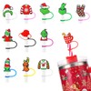12PCS Silicone Straw Cover, 0.4Inch/10mm Cute Christmas Reusable Straw Cup