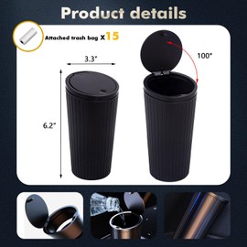 x xotic tech Car Trash Can Combo Kit, Leakproof Cup Holder Pop-up Garbage Bin w/Collapsible Trash Bag,Portable Rubbish Waste Basket Bin Accessories for Automotive Car,SUVs and Trucks (Black)