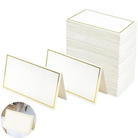 Pack of 50 Place Cards Blank Small Name Cards with Gold Foil Edge Place Cards for Weddings Folded Place Cards for Birthday Party, Festival Place Cards