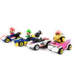 Hot Wheels Mariokart 4-Pack Exclusive Black Yoshi P-Wing Mario Bowser Luigi