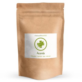Acerola Powder 300 g - Derived from Acerola Cherries - in Proven Raw Food Quality - Vegan, Pure, Gluten-Free, Lactose Free - No Additives and Additives