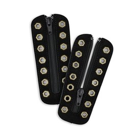 Soletec Leather Lace-in Boot Zipper Inserts for All Brands, Tieless Shoe Laces, 7 Bronze Eyelets, 1 Pair, Suede Black