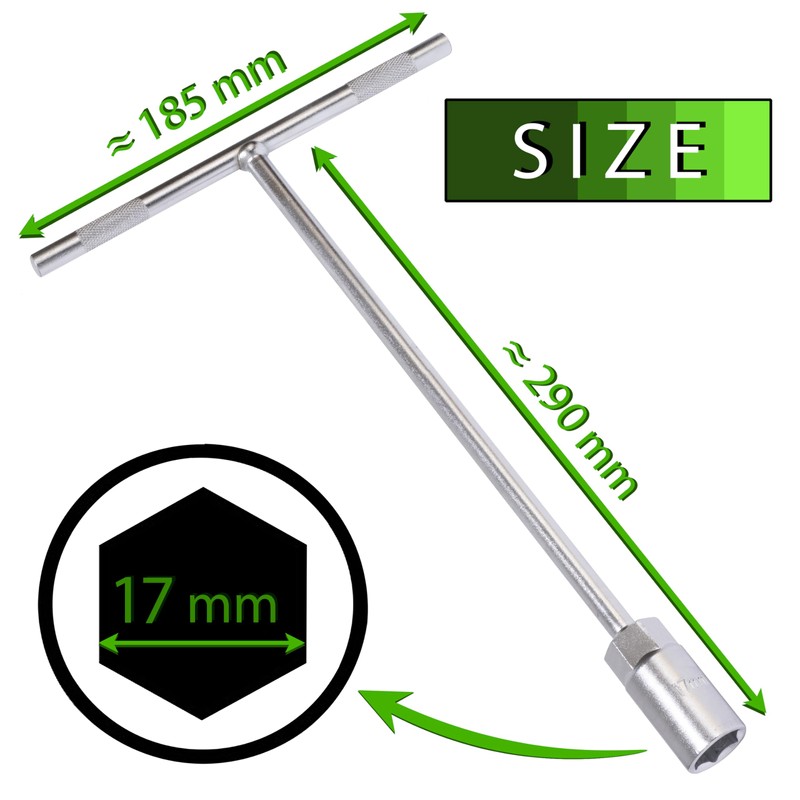 AERZETIX - C69071 - T-shaped socket wrench 17 x 300