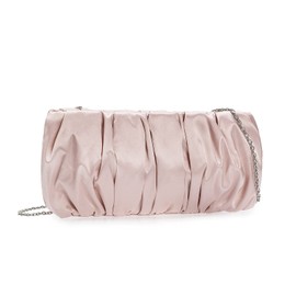 IXEBELLA Classy Evening Bags Pleated Satin Clutch Formal Dressy Purses Wedding/Prom/Party Handbag for Women (Blush Pink)